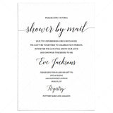 Calligraphy Shower by Mail Invitation Editable Template