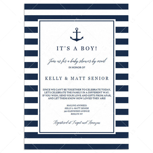 Boy Baby Shower by Mail Invitation Template Instant Download by LittleSizzle