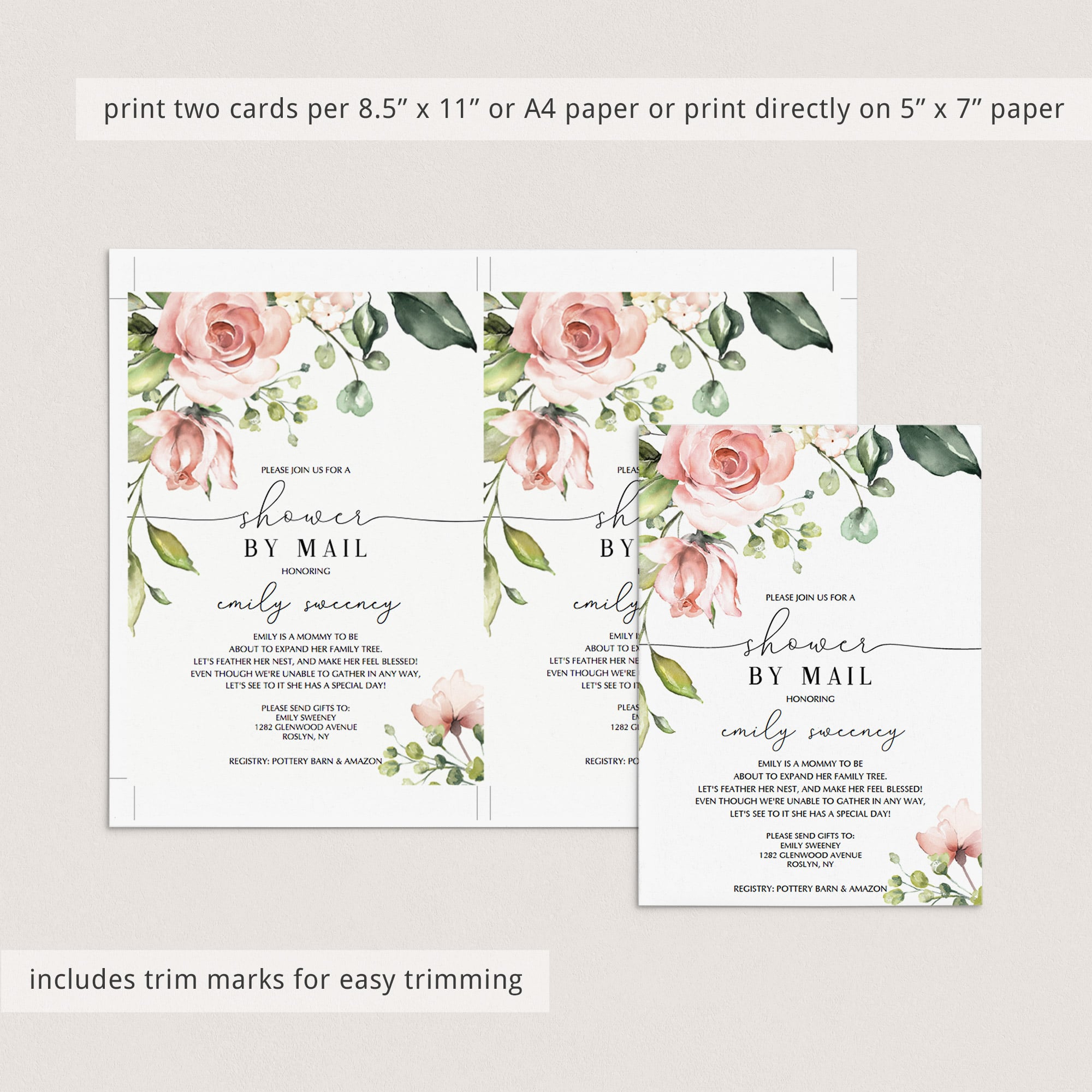 Virtual baby shower by mail invitation template by LittleSizzle