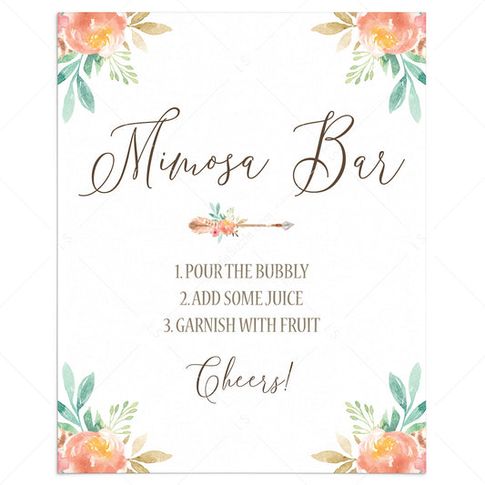 Pink Floral Mimosa Bar Sign Download by LittleSizzle