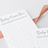 Teal Baby Shower Games Printabe Baby Name Race