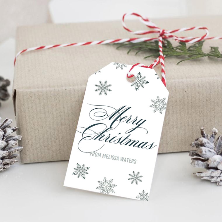 Personalized Christmas Tag Template Silver and Blue by LittleSizzle