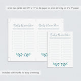 Teal Baby Shower Games Printabe Baby Name Race