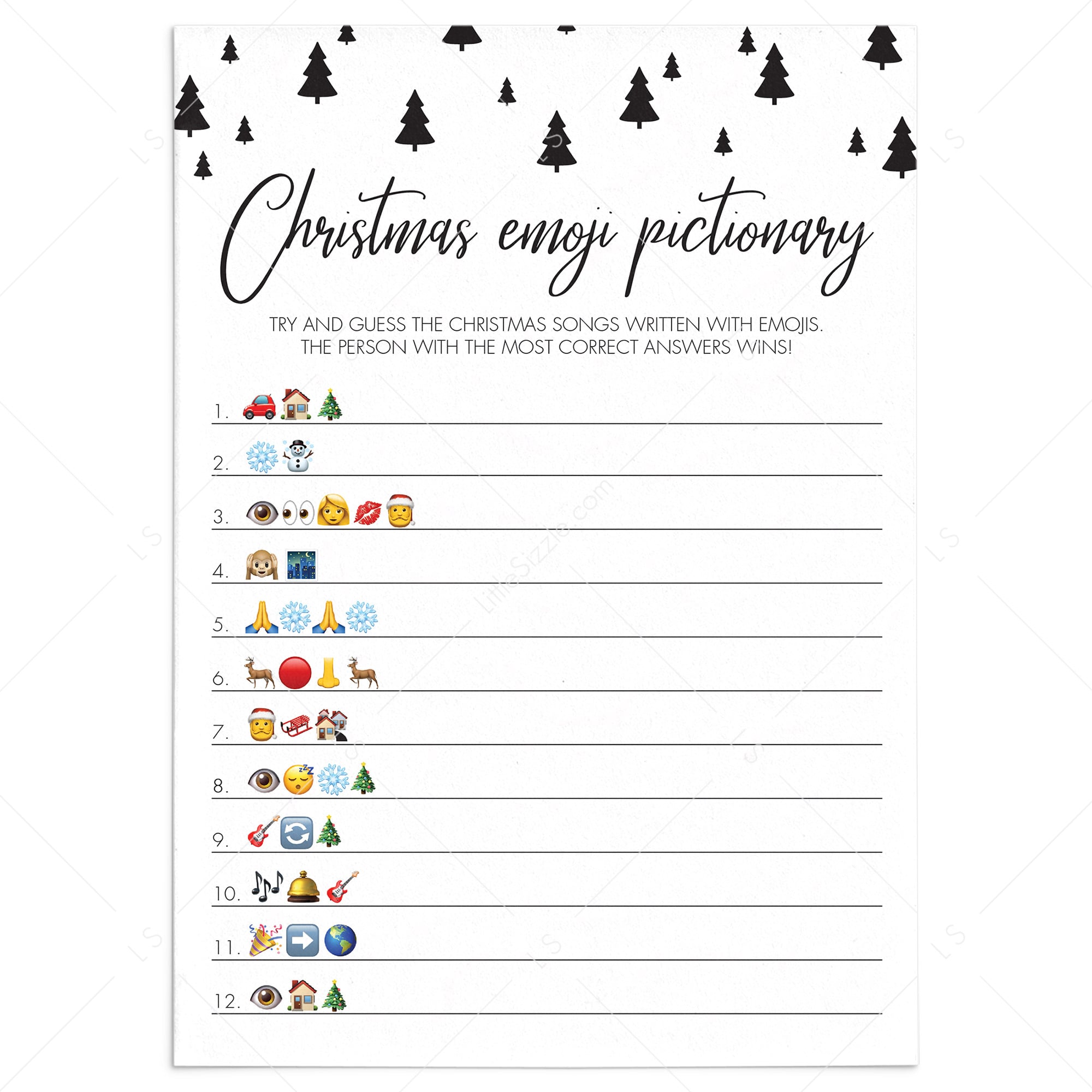 Guess The Christmas Song Emoji Game Printable by LittleSizzle
