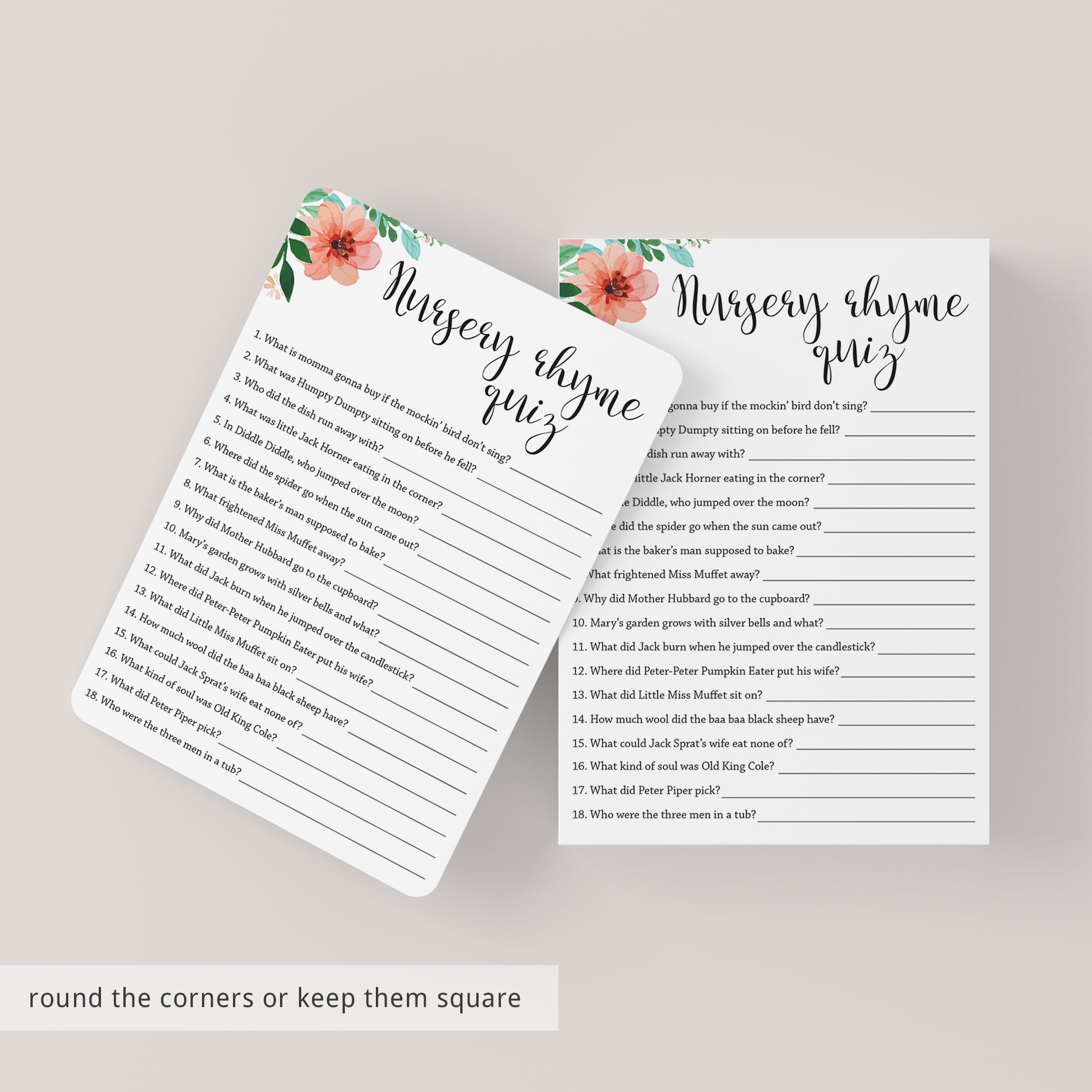 Printable baby shower games nursery rhymes by LittleSizzle