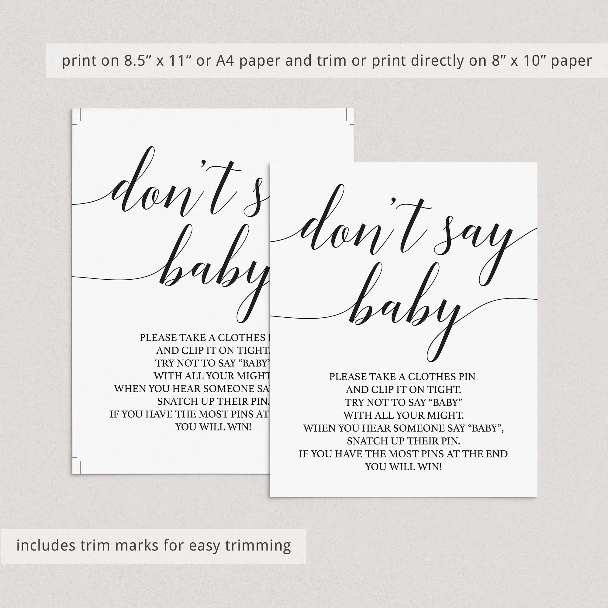DIY baby shower games dont say baby by LittleSizzle