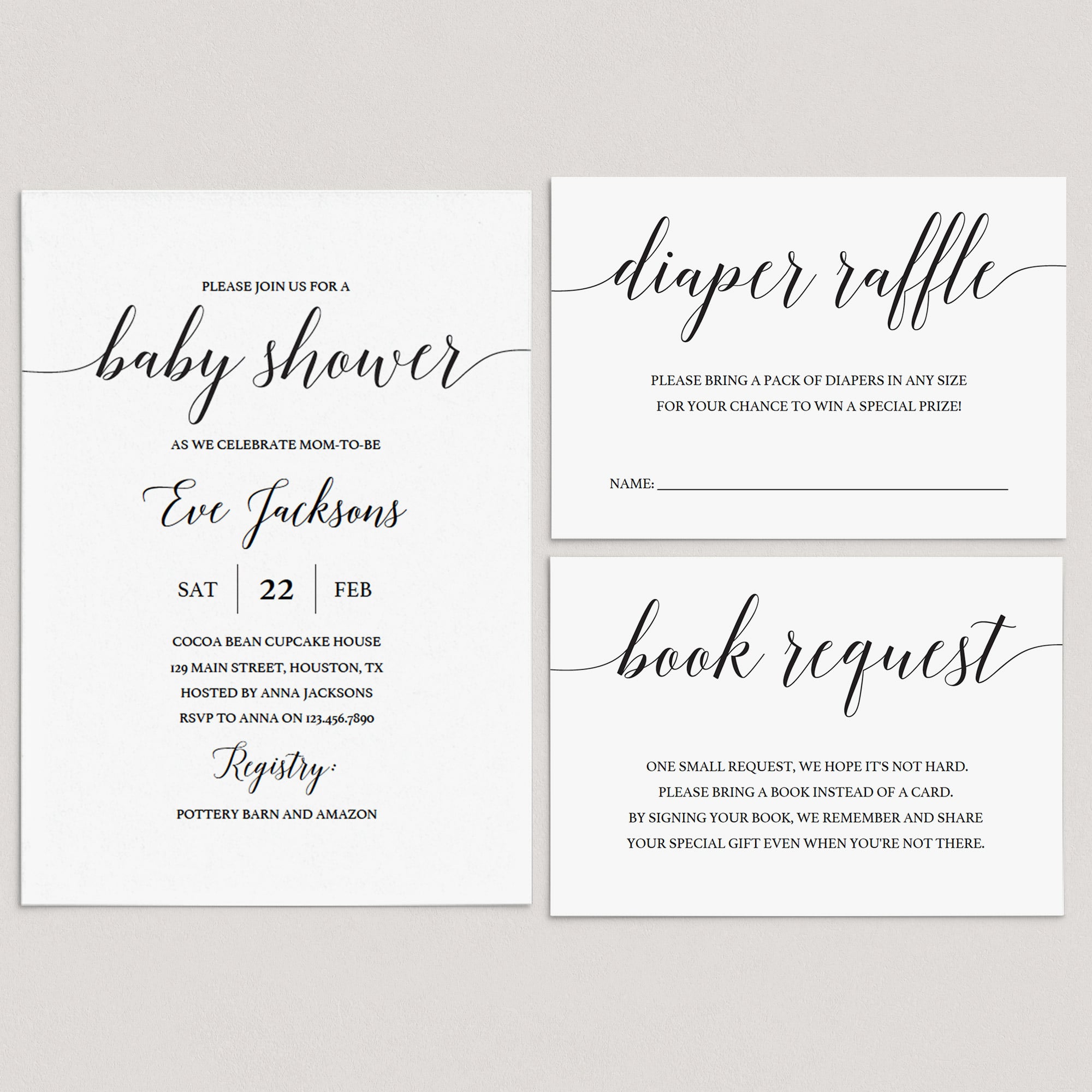 Minimal Baby Shower Invitation Suite Templates