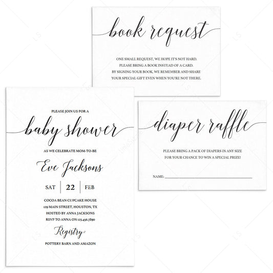 Minimal Baby Shower Invitation Suite Templates