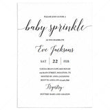 Simple Baby Sprinkle Invitation Template with Calligraphy Font