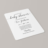 Calligraphy Baby Shower Invitation Template Black and White