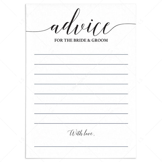 Calligraphy Wedding Advice Cards Printable by LittleSizzle