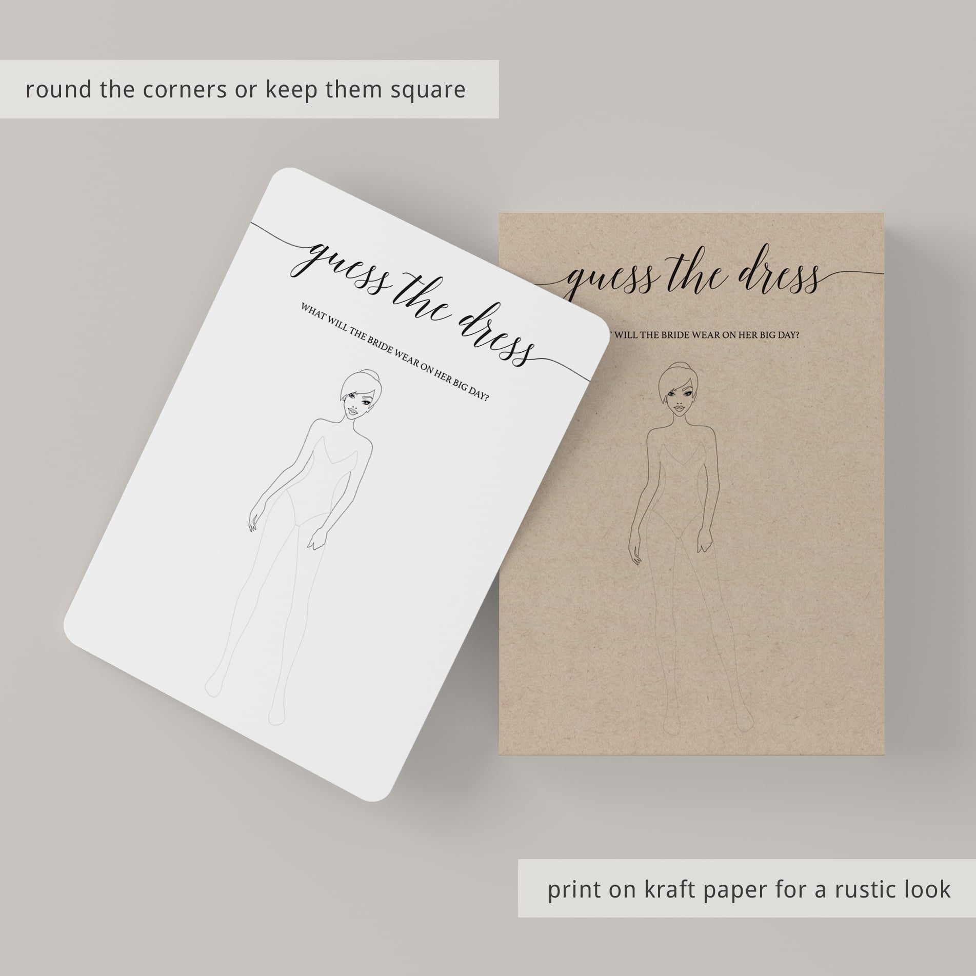 Kraft paper look bridal shower games by LittleSizzle