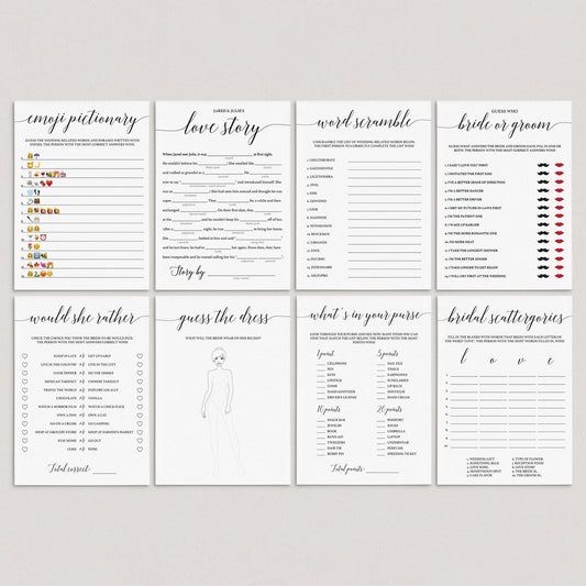 Elegant Bridal Shower Games Pack Download by LittleSizzle
