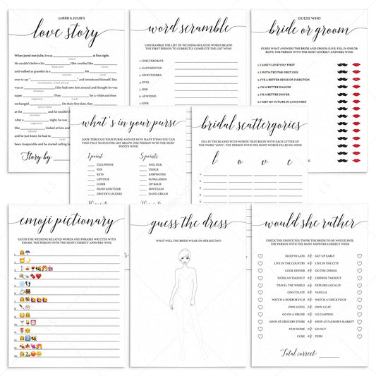 Elegant Bridal Shower Games Pack Download by LittleSizzle