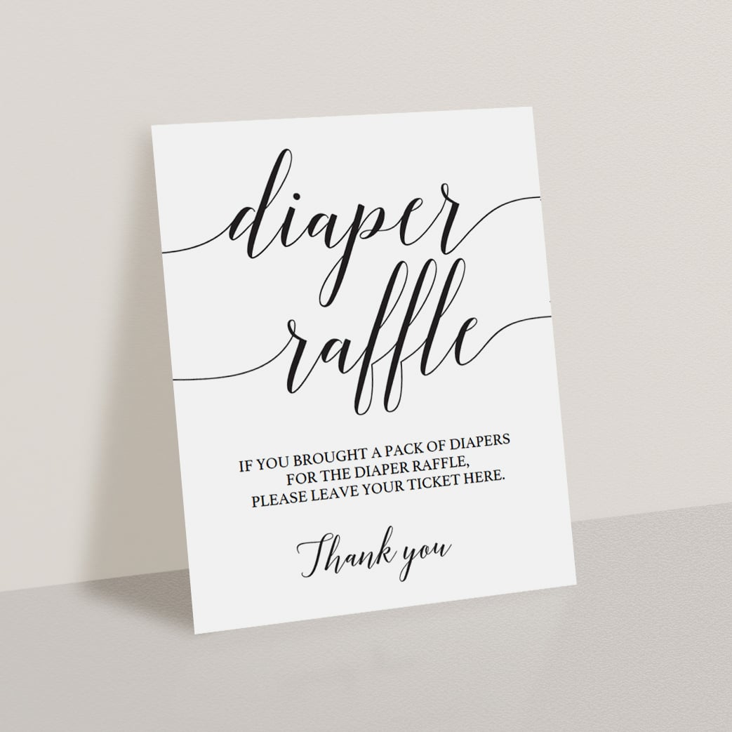 Black and white diaper raffle sign by LittleSizzle