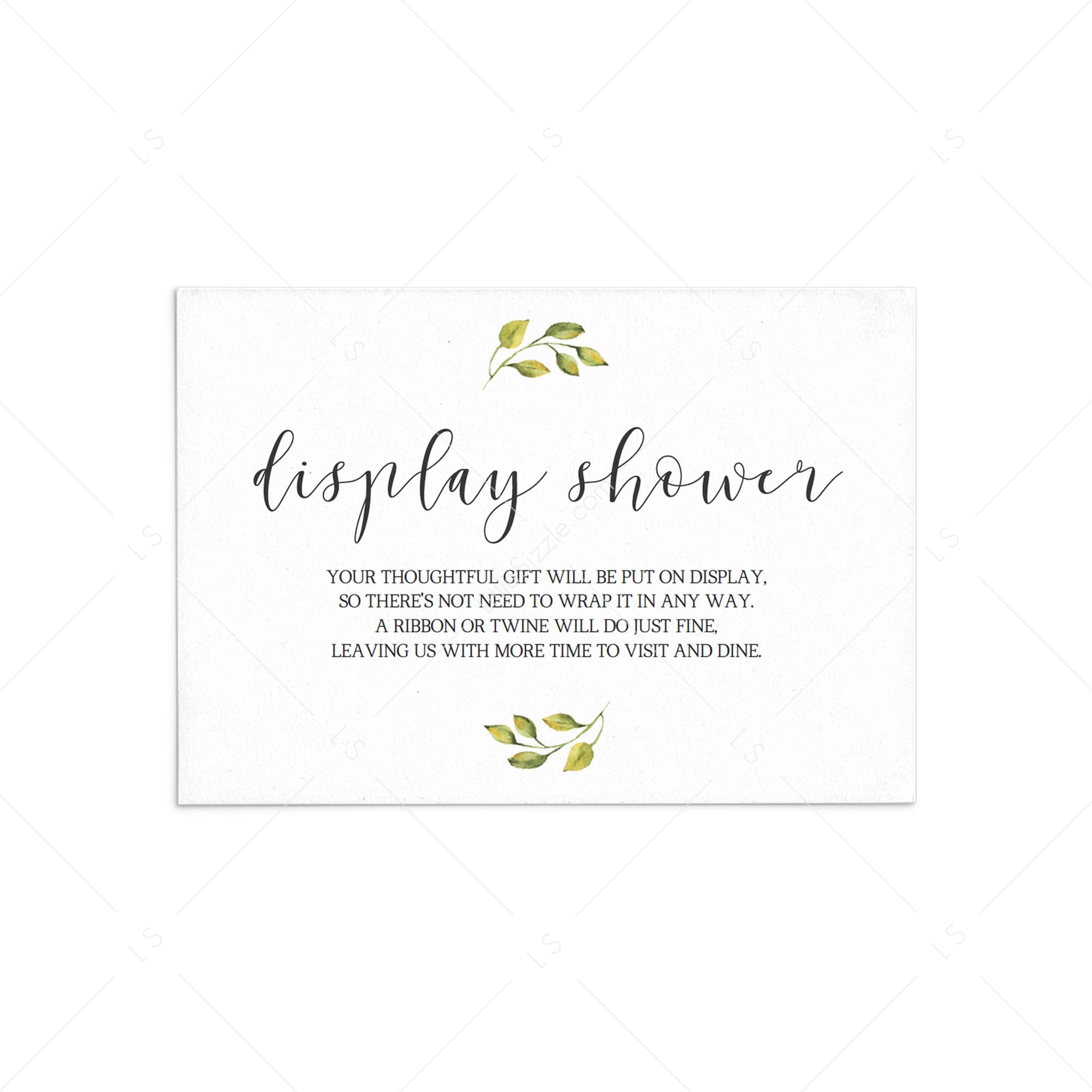 Minimal Display Shower Insert Card Instant Download by LittleSizzle