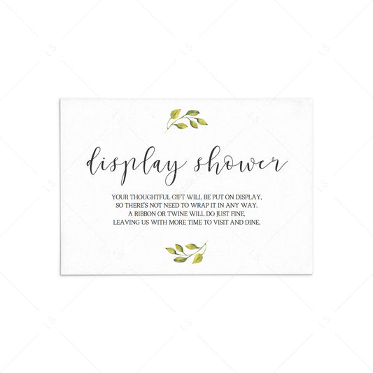 Minimal Display Shower Insert Card Instant Download by LittleSizzle