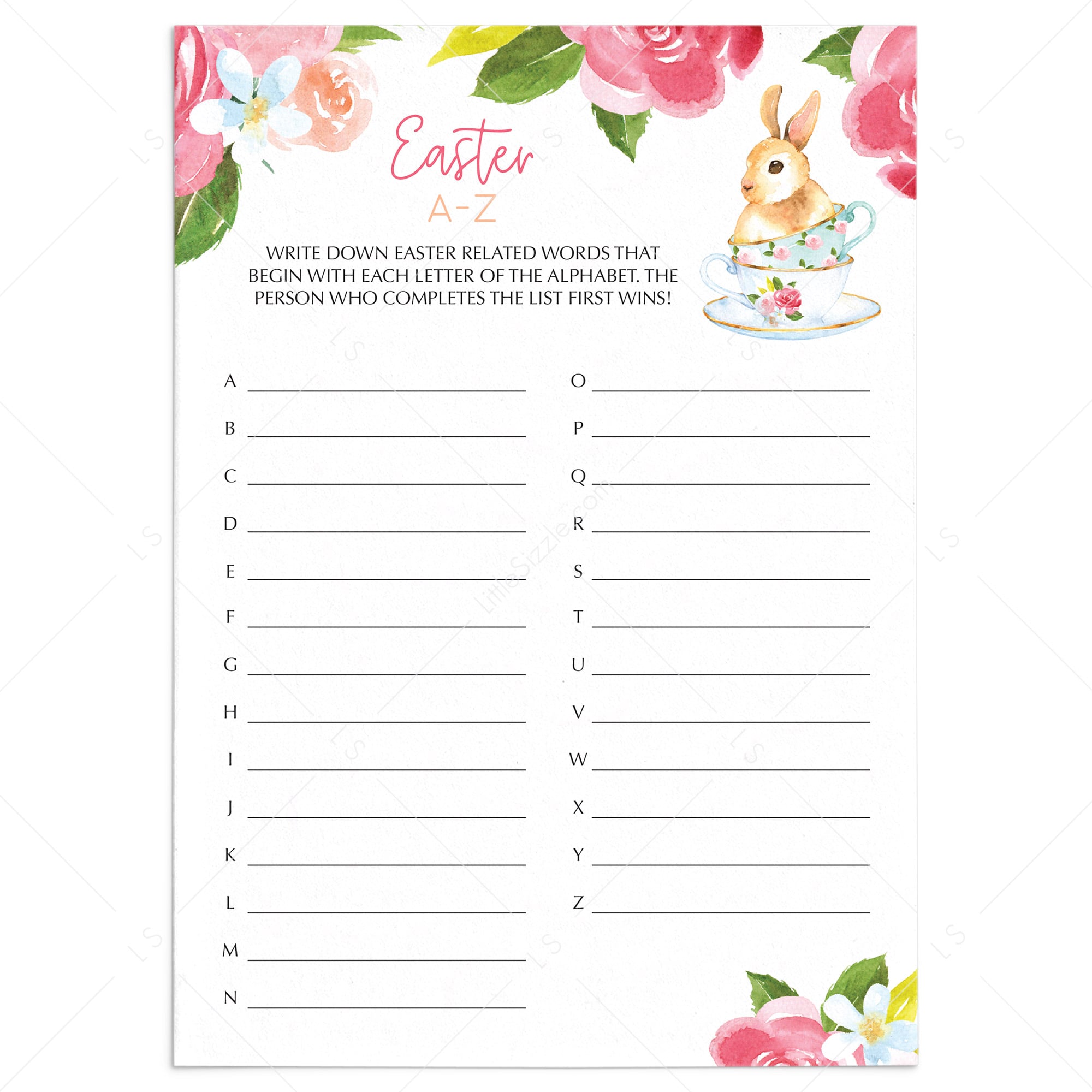 Printable Easter Game For Family A-Z Easter Words by LittleSizzle