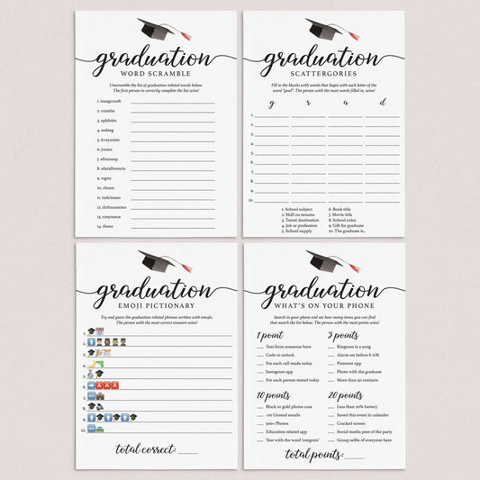 Elegant Graduation Games Package Instant Download