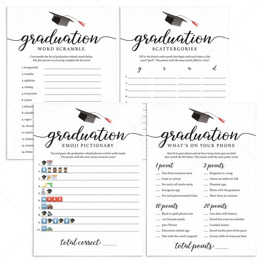 Elegant Graduation Games Package Instant Download