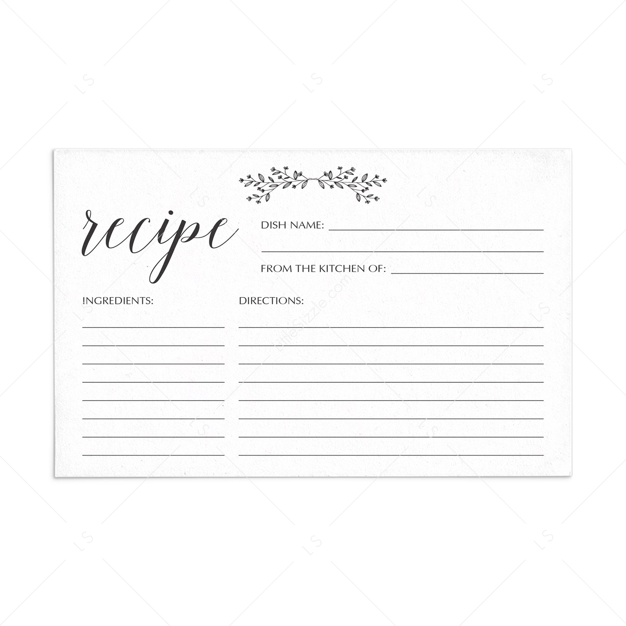 Rustic Recipe Cards Printable by LittleSizzle