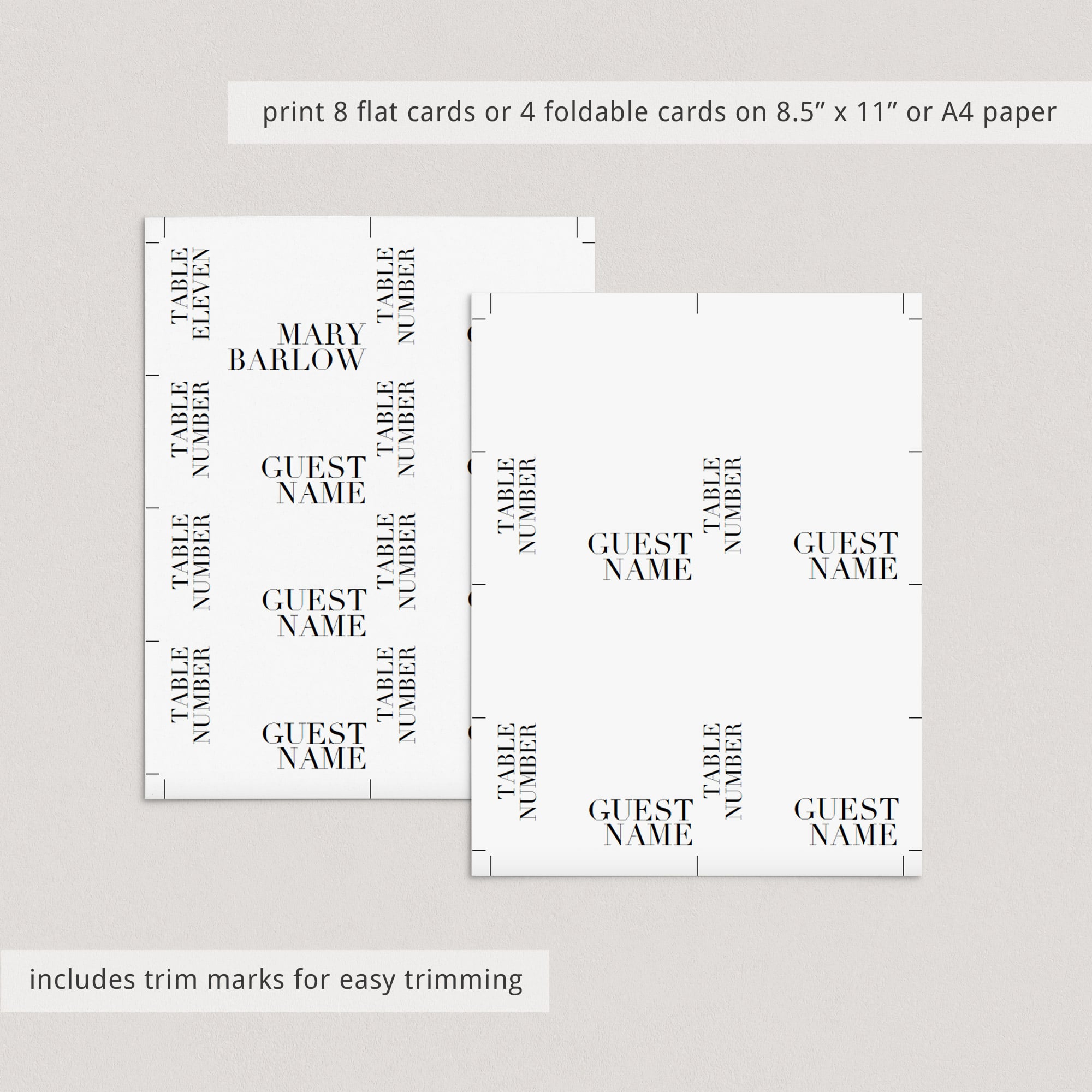 Modern wedding table decor place cards by LittleSizzle