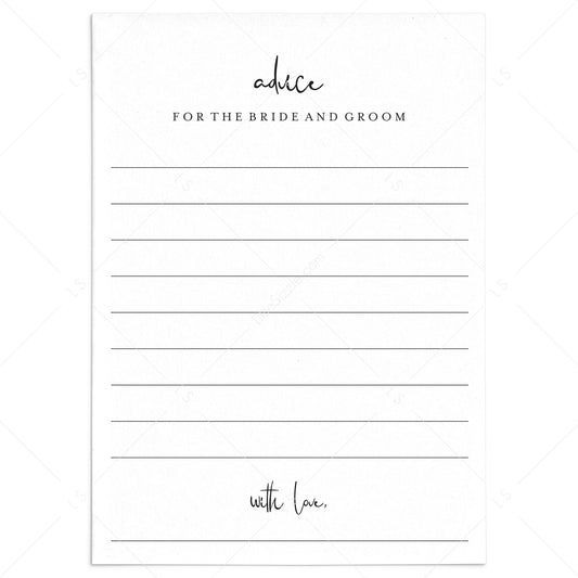 Modern Wedding Advice Cards Printable by LittleSizzle