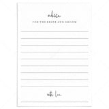 Modern Wedding Advice Cards Printable by LittleSizzle