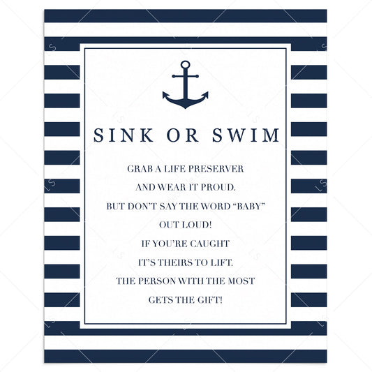 Sink or Swim baby shower game for boy by LittleSizzle