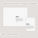 Sister Definition Print Instant Download
