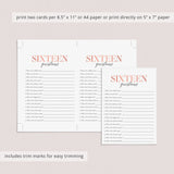 Sweet Sixteen Birthday Games Bundle Printable