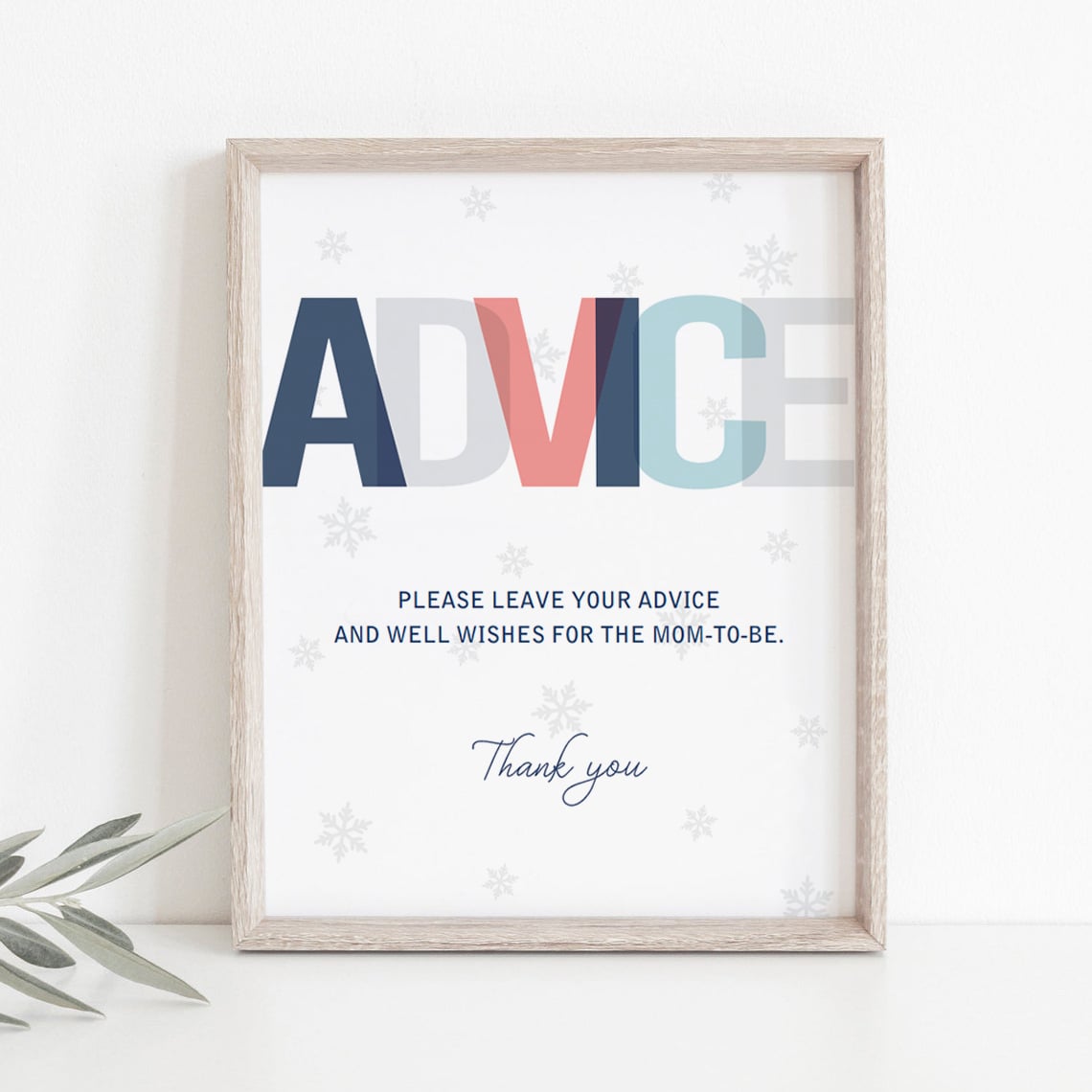 Instant download winter baby boy shower advice sign by LittleSizzle