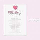 Breakup Songs Match Up with Answer Key Printable