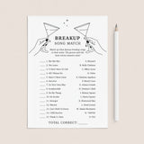 Divorce Party Game Match The Breakup Song with Answers by LittleSizzle