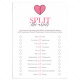 Split Up Party Game Split The Assets Printable by LittleSizzle