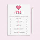 Split Up Party Game Split The Assets Printable by LittleSizzle