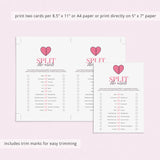 Split Up Party Game Split The Assets Printable