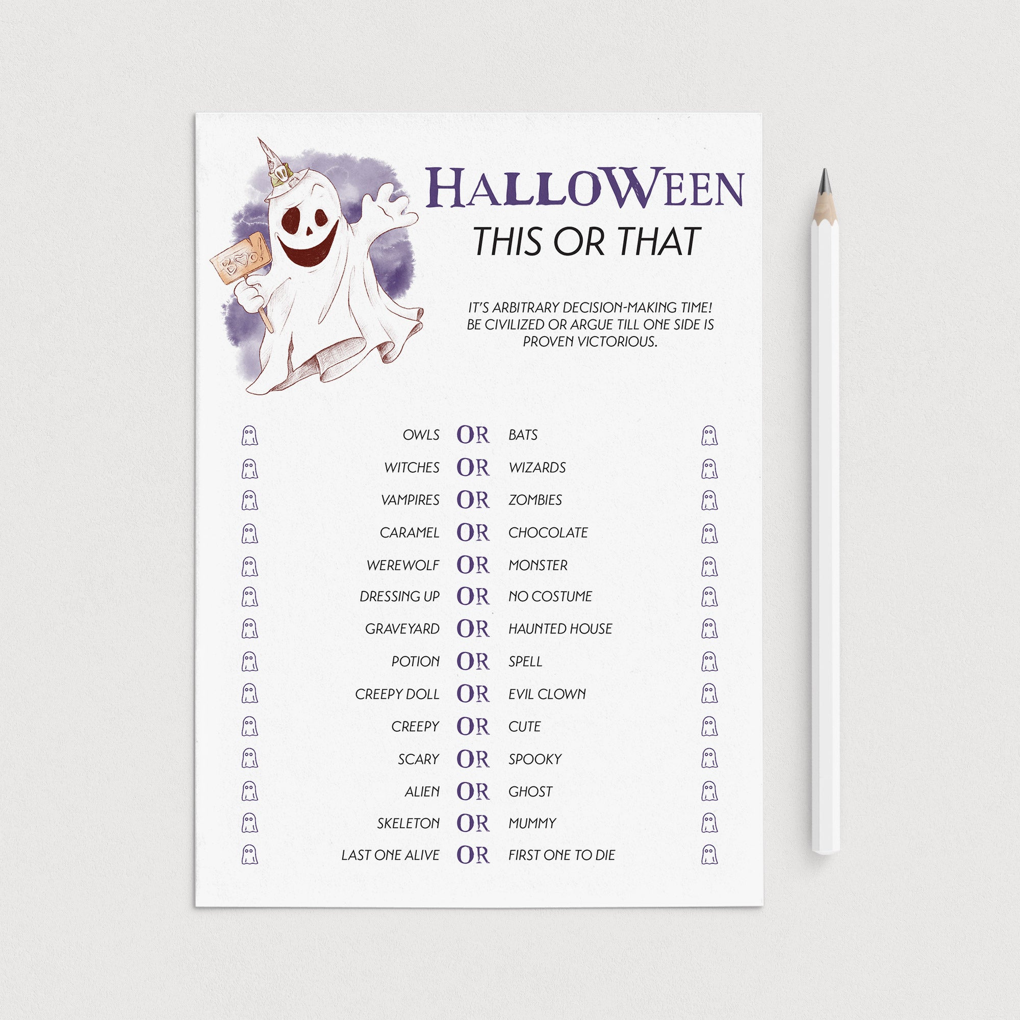 Spooky Halloween Party Game This or That Printable by LittleSizzle