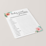 Baby Shower Games Printable Word Scramble