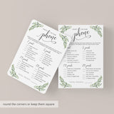 Printable Bridal Shower Game Botanical What's On Your Phone