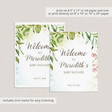 Garden Themed Baby Shower Welcome Sign Template