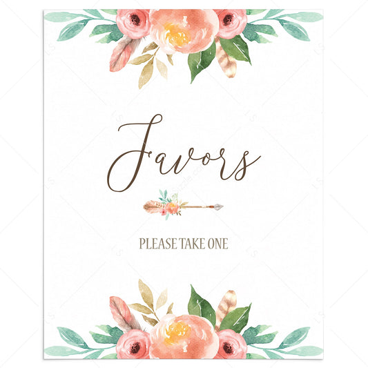 Bohemian Favors Table Sign Printable by LittleSizzle