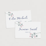 Printable Place Cards with Pink and Green Flowers