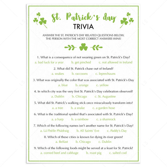 (Zoom) St Patricks Day Quiz For Adults by LittleSizzle
