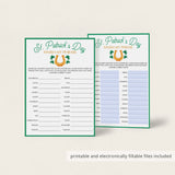 St. Patrick's Day Game Bundle for Family Instant Download