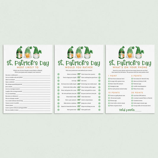 Printable St. Patrick's Day Games for Adults by LittleSizzle