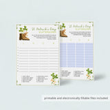 St Patricks Day Scattergories Game Template