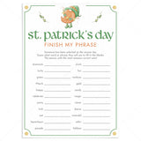 Printable St Patricks Game Finish My Phrase by LittleSizzle