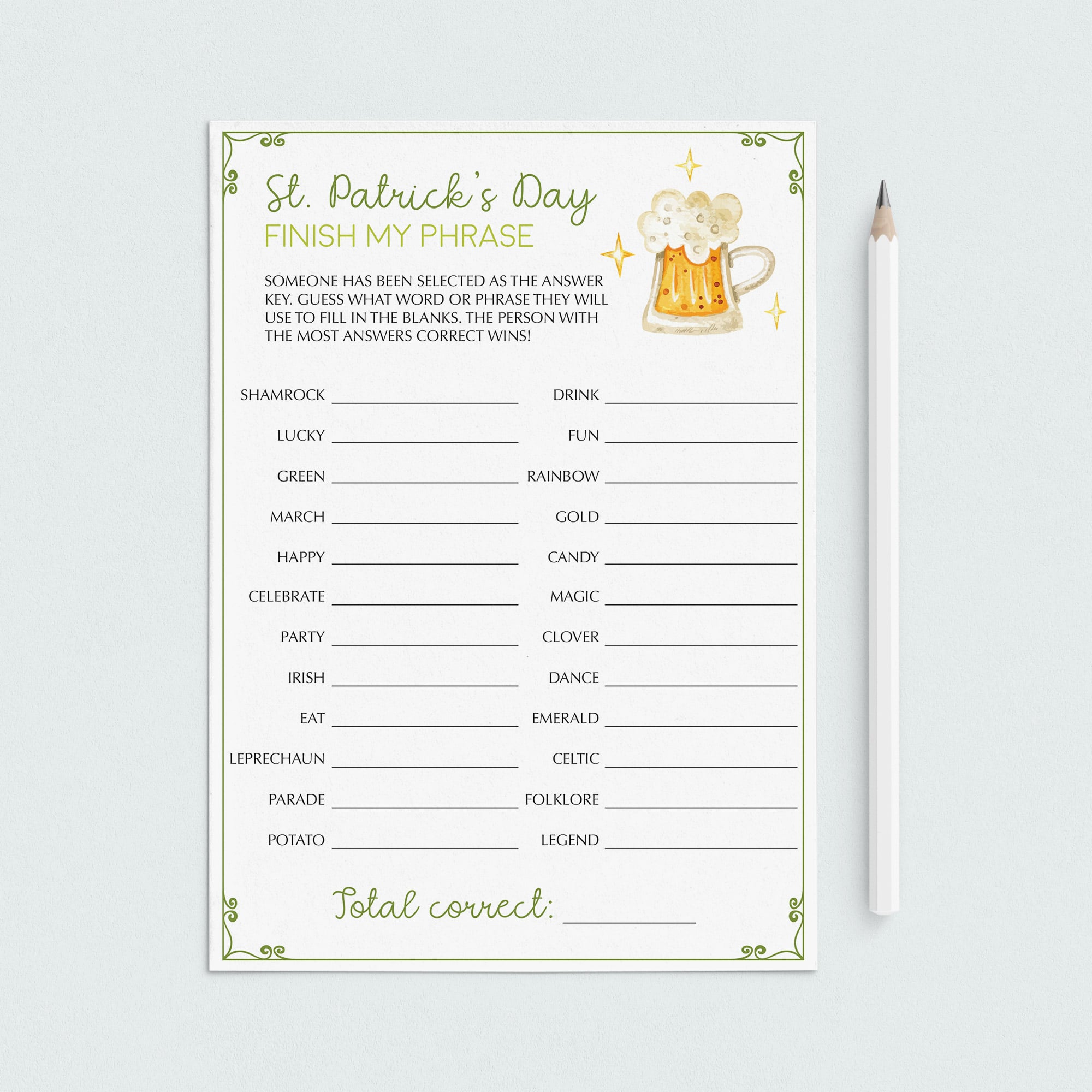 (Virtual) St Patricks Office Party Game Instant Download by LittleSizzle