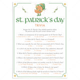 St Patrick's Day Trivia Questions and Answers Printable by LittleSizzle